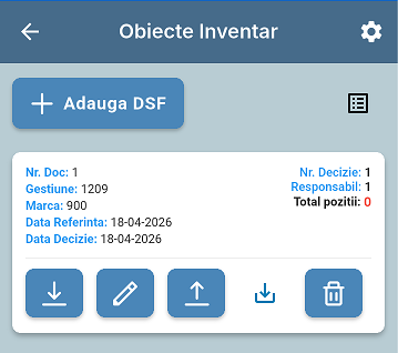 Lista documente stoc faptic obiecte inventar