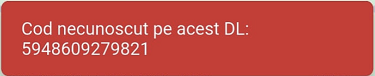 Snackbar rosu pentru cod necunoscut